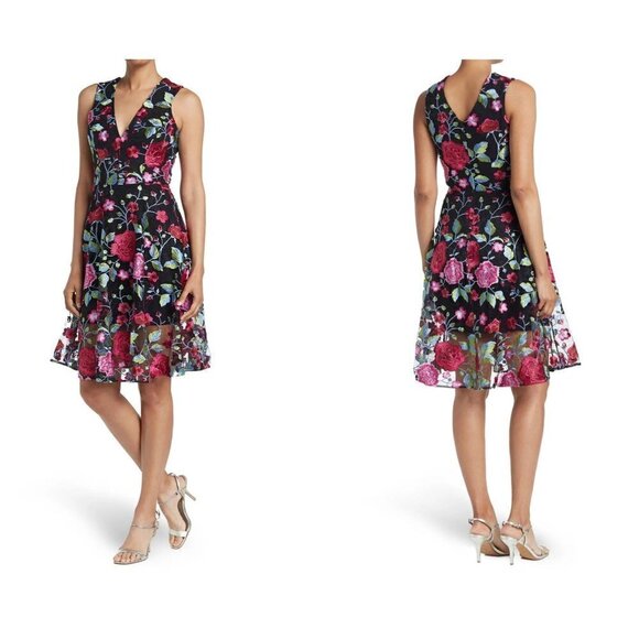Dress The Population Avril Floral Print Dress, Size Small - Pink NWT MSRP $254 - Picture 1 of 12